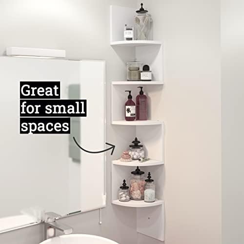 Greenco 5-Tier Floating Corner Shelves Rustic White