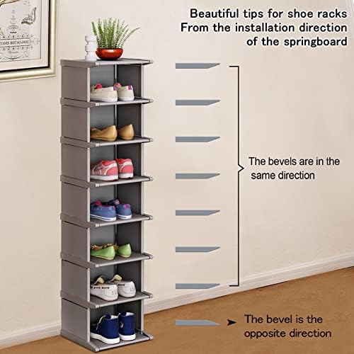KANAV 8 Tiers Vertical Shoe Rack for Entryway Closet Hallway