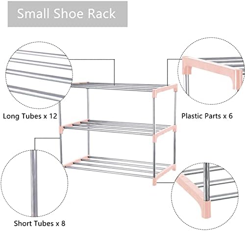 Small Pink Shoe Rack 3-Tier Entryway Organizer