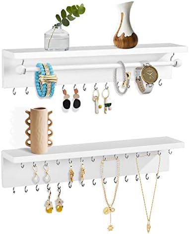 ZGZD White Hanging Jewelry Organizers Set of 2