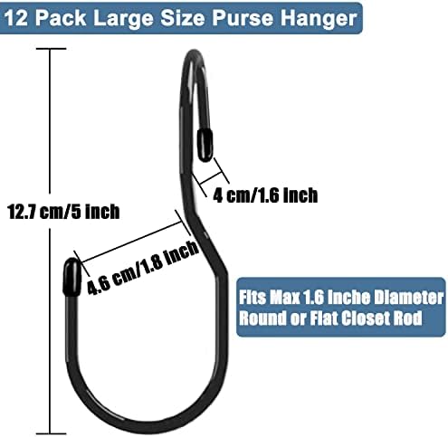 Dhylricher 5 Inch Purse Hanger for Closet 12 Pack Black