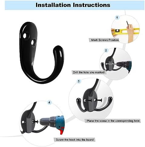 Kruodop 4 Pack Heavy Duty Wall Hooks