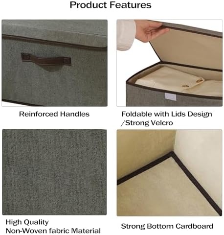 4Pack Large Storage Bins with Lid Grey
