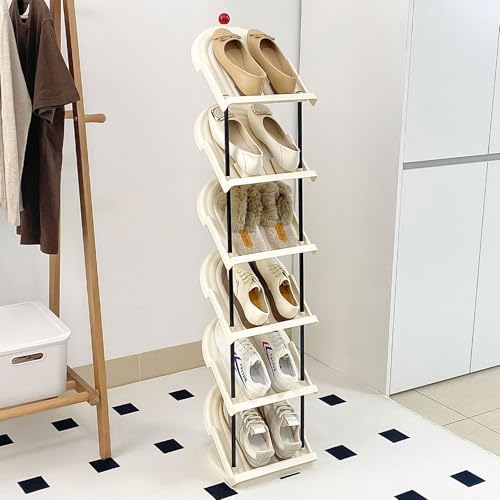 Narrow 6 Tier Plastic Shoe Rack for Home Entryway and Corner