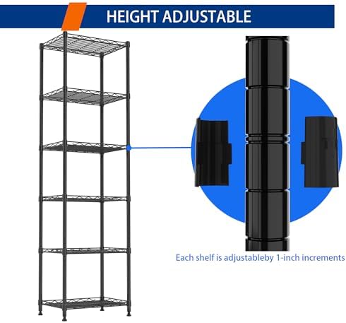 REGILLER 6-Way Adjustable Steel Shelving Unit Black