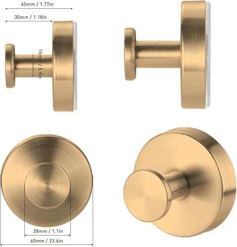 Stainless Steel Suction Cup Hooks for Shower 3-Pack Gold