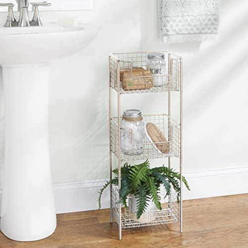 mDesign Steel 3-Tier Bathroom Storage Organizer Tower Rack