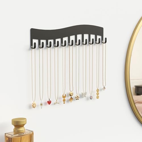 Wall Necklace Organizer Holder Black Jewelry Display Hanger