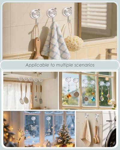 Upgrade Twist-lock Clear Suction Towel Hooks 2 Pack