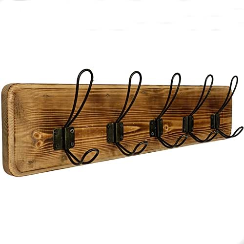 Wrightmart 24 Inch Reclaimed Wood Wall Coat Rack with 5 Hooks