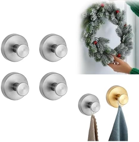 Stainless Steel Suction Cup Hooks for Glass 4pcs Silver
