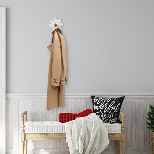 Weysat 3 Pcs Decorative Wood Farmhouse Coat Hooks White Vintage Wall Hooks with Screws for Key Towel