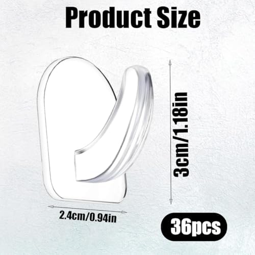 36 Clear Adhesive Wall Hooks for Hanging