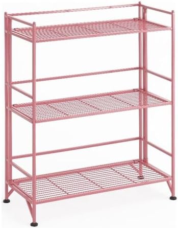 Convenience Concepts Xtra Storage Shelves Pink 3 Tier Folding Metal Organizer Unit