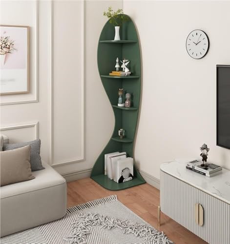 4-Layer Wood Corner Bookcase Storage Display Rack Tall Shelf for Living Room Study Office