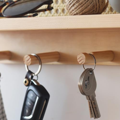 FRIADE Floating Shelf Coat Rack with 4 Hooks Burlywood