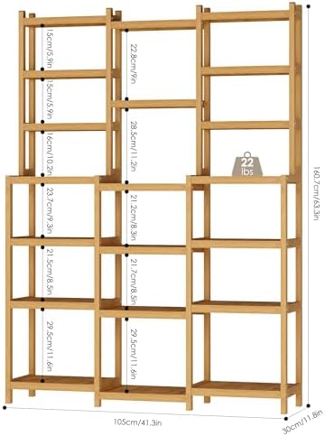 Fotosok Bamboo Shelf 7 Tier 3 Row Plant Stand