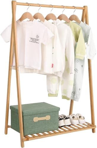 Jotsport Bamboo Kids Clothing Rack with Storage