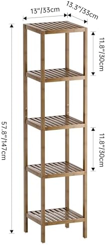 SMIBUY 5-Tier Bamboo Storage Shelf Walnut Finish