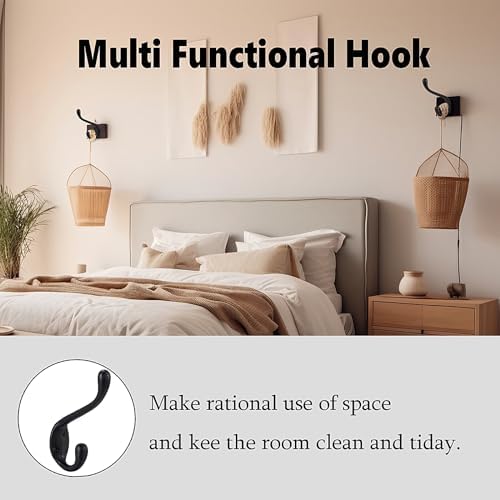 Jukzi Heavy Duty Coat Hooks 5 Pack Matte Black