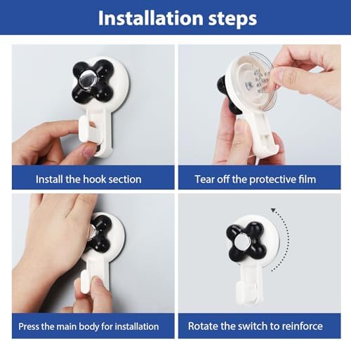 Reusable Suction Cup Hooks 4 Pack Black