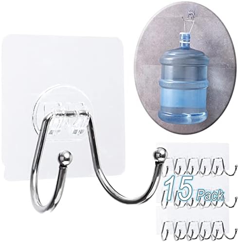 15 Pack Clear Double Adhesive Wall Hooks