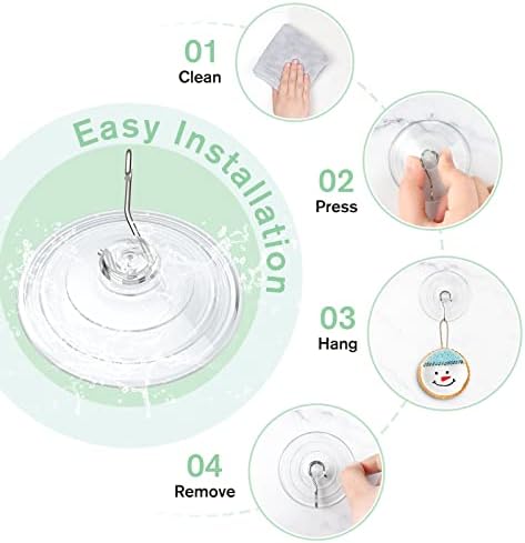 VISV 25 Inch Clear Suction Cup Hooks 10 Pcs