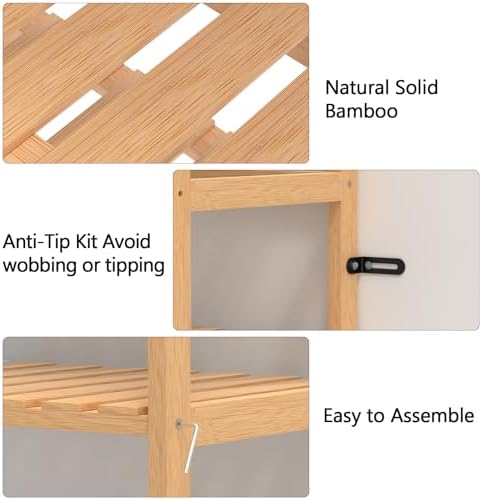 VASMIA 6-Tier Bamboo Shelf Bookcase Storage Unit