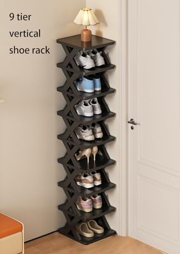 9 Tier Tall Shoe Rack Plastic Corner Organizer