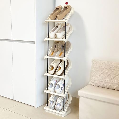 Narrow 6 Tier Plastic Shoe Rack for Home Entryway and Corner