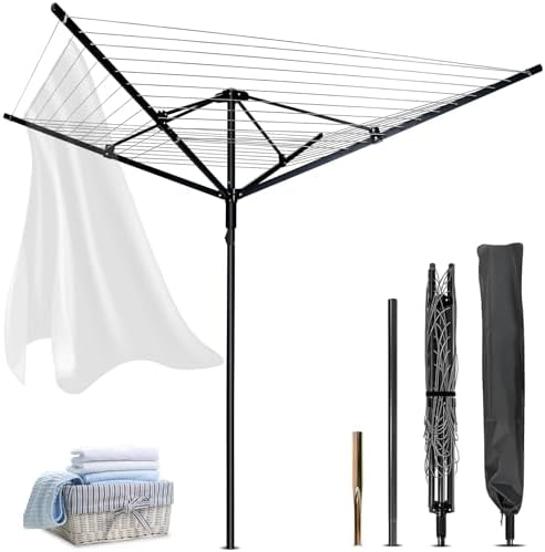 WuhaPhreyn Outdoor Umbrella Drying Rack 12 Lines 4 Arms