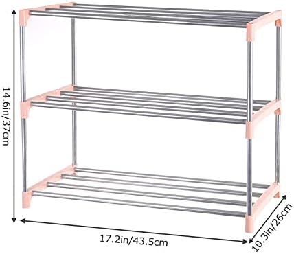 Small Pink Shoe Rack 3-Tier Entryway Organizer