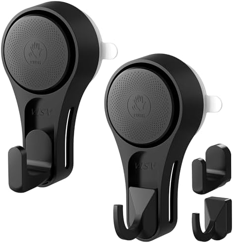 VISV Shower Suction Cup Hooks 2 Pcs Black