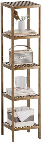 SMIBUY 5-Tier Bamboo Storage Shelf Walnut Finish