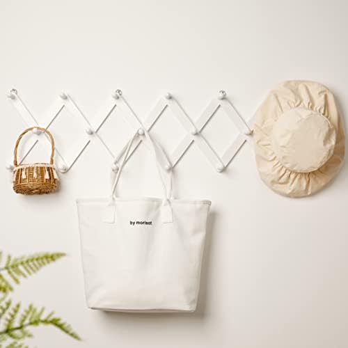 Wooden Wall Hanger Expandable Coat Rack with 14 Peg Hooks