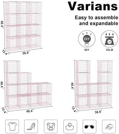 CAHOME Wire Cube Storage 12 Units Pink