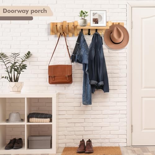 Zingoetrie Wooden Coat Rack with 11 Hooks Wall Mount