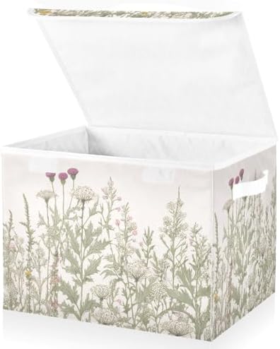 Xigua Foldable Lidded Storage Bins with Handles for Home and Office
