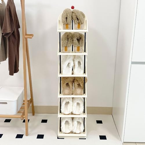 Narrow 6 Tier Plastic Shoe Rack for Home Entryway and Corner