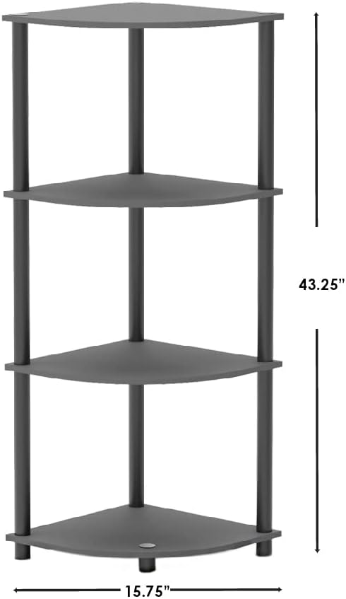 Home Basics 4-Tier Small Corner Shelf Unit Grey