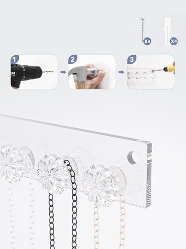 Adugay Wall Mounted Necklace Organizer Holder with 12 Hooks