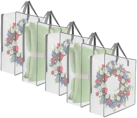 5 Pack Clear Storage Bags with Handles and Zippers for Moving and Organizing