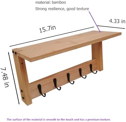 Wall Shelf with Hooks - Multi-Purpose Coat Rack and Key Holder