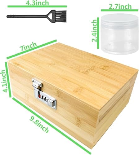 Large Bamboo Stash Box with Combination Lock 3 Jars