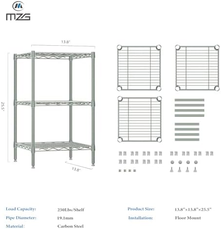 750 Lbs 3-Shelf Wire Shelving Unit for Small Spaces