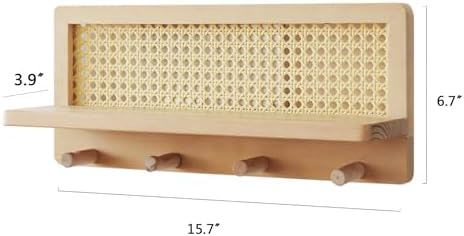 FRIADE Floating Shelf Coat Rack with 4 Hooks Burlywood