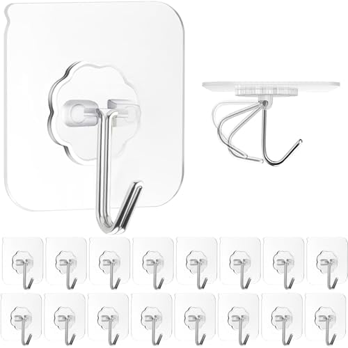 16 Pack Heavy Duty Stainless Wall Hooks with Self Adhesive