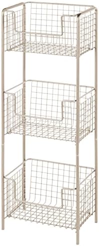 mDesign Steel 3-Tier Bathroom Storage Organizer Tower Rack