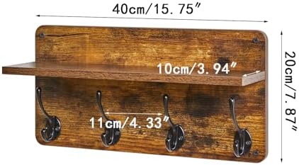 YMYNY Wall Mounted Coat Rack with 8 Hooks and Shelf