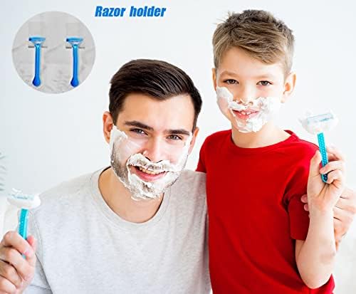 Clear Adhesive Hooks 4pcs Shower Wall Razor Holder